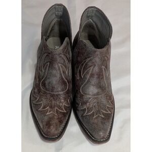 Roper Western Booties Women Size 6 Brown Distressed Cut-Out Ankle Boots